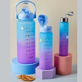 Mucit Home  3'lü kamp spor fitnes motivasyon suluk matara seti 3 Boy - 1
