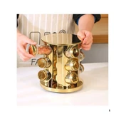 Mucit Home  12 li Cam Gold Baharatlık Seti 360 Dönebilen Standlı - 3