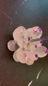 Şeffaf Epoksi içinde Mor Ve Pembe Glitterli Sukulent Şekil Kağıt Tutacağı Epoksi El Yapımı - 4