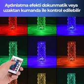 Mucit Home  Dokunmatik Kristal LED RGB Masa Lambası-Uzaktan Kumandalı Dekorasyon Lambası-USB Şarjlı - 2