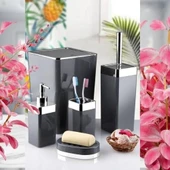 Mucit Home Gri Gümüş, 5 Parça Akrilik Ferforje Banyo Seti - 1