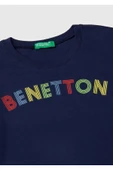 Erkek Çocuk Lacivert Benetton Logo Baskılı Uzun Kollu T-Shirt - 3