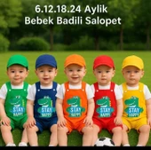 BEBEK BADY'Lİ SALOPET Takım 6-12-18-24 aylık toptan 4'lü seri. ŞAPKA DAHİL DEĞİLDİR thumbnail 3