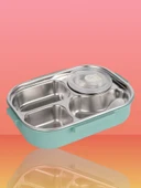 Relaxion Üç Bölmeli, Kapaklı Paslanmaz Çelik, Yeşil Yemek Saklama ve Taşıma Kabı/Kutusu 1000 Ml. (465) - 3