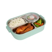 Relaxion Üç Bölmeli, Kapaklı Paslanmaz Çelik, Yeşil Yemek Saklama ve Taşıma Kabı/Kutusu 1000 Ml. (465) - 1
