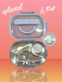 Relaxion Üç Bölmeli, Kapaklı, Paslanmaz Çelik, İthal, Turuncu Yemek Saklama ve Taşıma Kabı/Kutusu 1000 Ml. (465) - 6
