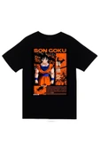 fame-stoned Dragon Ball Z Anime Baskılı Unisex %100 Pamuk Siyah T-shirt thumbnail 1