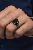 Siyah Oniks Taşlı Gurmet Model 925 Gümüş Erkek Yüzük thumbnail 5