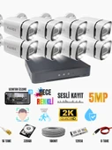 ExitCam 8 Kameralı 5MP Renkli Gece Görüşlü Ses Kayıtlı Güvenlik Kamerası Seti 320GB HDD - 1