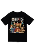 fame-stoned One Piece Anime Baskılı Unisex %100 Pamuk Siyah T-shirt - 1