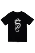 fame-stoned Dragon (Ejderha) Baskılı Unisex %100 Pamuk Siyah T-shirt thumbnail 1