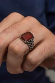 Akik Taşlı Gurmet Model 925 Gümüş Erkek Yüzük thumbnail 1