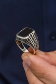Grek Desenli Siyah Oniks Taşlı 925 Gümüş Erkek Yüzük thumbnail 5