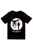 fame-stoned Death Note Anime Baskılı Unisex %100 Pamuk Siyah T-shirt - 1