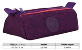 Kaukko İki Bölmeli Krinkıl Kumaş Kalem Çantası - Mor - K2643 thumbnail 3