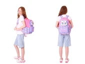 Kaukko Kız Çocuk 3D Kedi Şekilli Mor Pembe Okul Sırt Çantası ve Isı Yalıtımlı Beslenme Çantası Seti thumbnail 3