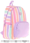 Kaukko Rainbow Kız Çocuk Üç Bölmeli İlkokul ve Ortaokul Çantası - Mor Çok Renkli Çizgili - K1801 thumbnail 4