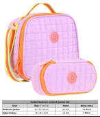 Kaukko Kapitone Okul Termoslu Beslenme Çantası ve Organizer Kalemlik Seti - Kız Çocuk - Mor Turuncu thumbnail 2