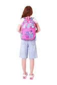 Kaukko Üç Bölmeli Kız Çocuk İlkokul Sırt Çantası (L5229) - Pembe Mavi - Love Desenli thumbnail 6