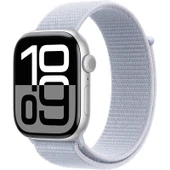 Apple Watch Series 10 GPS, 46 mm Gümüş Rengi Alüminyum Kasa ve Bulut Mavisi Spor Loop - 1