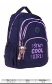 Kaukko Crazy Dört Bölmeli Kız Çocuk/Kadın Okul ve Günlük Sırt Çantası - Lacivert Mor (Krinkıl Kumaş) K1680 thumbnail 4