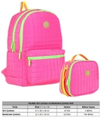 Kaukko Kız Çocuk Kapitone Detaylı Pembe Yeşil Okul Çantası ve Kalemlik Seti(K1771+K9046) thumbnail 2