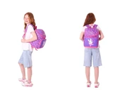 Kaukko L5246+L7246 Okul Sırt Çantası + Beslenme Çantası Seti - Mor Pembe - Kalpli Tavşan - Kız Çocuk thumbnail 3