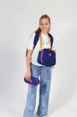 Kaukko Quilted Lacivert Pembe Kapitone Üçlü Okul Çantası Seti - Kız Çocuk thumbnail 2