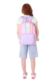 Kaukko Rainbow Kız Çocuk Üç Bölmeli İlkokul ve Ortaokul Çantası - Mor Çok Renkli Çizgili - K1801 thumbnail 6
