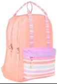 Kaukko K1766 Kız Çocuk/Kadın (Somon - Çizgi Desenli) Okul ve Günlük Sırt Çantası thumbnail 1
