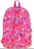 Kaukko Kız Çocuk Kalp ve Kaukko Baskılı Pembe Okul Çantası - Üç Bölmeli - K1783 thumbnail 2