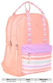 Kaukko K1766 Kız Çocuk/Kadın (Somon - Çizgi Desenli) Okul ve Günlük Sırt Çantası thumbnail 6