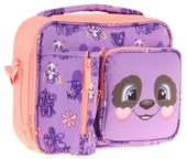 Kaukko Kız Çocuk, Mor SOmon, Panda Desenli Isı Yalıtımlı Üç Bölmeli (Matara Cepli) Okul Beslenme Çantası L7233 - 1