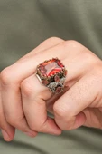 Kırmızı Zirkon Taşlı 925 Erkek Gümüş Yüzük thumbnail 3