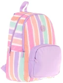 Kaukko Rainbow Kız Çocuk Üç Bölmeli İlkokul ve Ortaokul Çantası - Mor Çok Renkli Çizgili - K1801 thumbnail 1