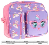 Kaukko Kız Çocuk, Lila Pembe, Kedi Baskılı Isı Yalıtımlı Üç Bölmeli (Matara Cepli) Okul Beslenme Çantası L7236 - 3
