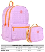 Kaukko Kız Çocuk Kapitone Detaylı Mor Turuncu Okul Çantası ve Kalemlik Seti(K1772+K9047) thumbnail 2
