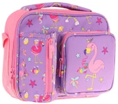 Kaukko Kız Çocuk, Mor Pembe, Flamingo Baskılı Isı Yalıtımlı Üç Bölmeli (Matara Cepli) Okul Beslenme Çantası L7240 - 1