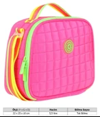 Kaukko Pembe Yeşil Kız Çocuk Kapitone Isı Yalıtımlı (Termoslu) Beslenme Çantası - K9046 thumbnail 4