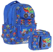 Kaukko Erkek Çocuk 3D Kamyon Şekilli Mavi Okul Sırt Çantası ve Isı Yalıtımlı Beslenme Çantası Seti thumbnail 1