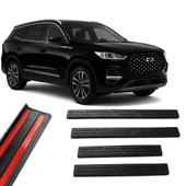Chery Tiggo 8 Pro Plasik Yapışkanlı Araba Kapı Eşiği 4'lü Siyah thumbnail 1