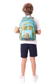Kaukko Kids Üç Bölmeli (Mavi Yeşil - Craft Baskılı) Erkek Çocuk Okul ve Günlük Sırt Çantası - L5280 thumbnail 6