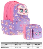 Kaukko Kız Çocuk 3D Kedi Şekilli Mor Pembe Okul Sırt Çantası ve Isı Yalıtımlı Beslenme Çantası Seti thumbnail 2
