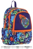 Kaukko Üç Bölmeli Erkek Çocuk İlkokul Sırt Çantası (L5269) - Lacivert Turuncu - Futbol Topu Baskılı thumbnail 4