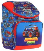 Kaukko İki Bölmeli Ergonomik Erkek Çocuk Okul Çantası (Lacivert Kırmızı - Kamyon Desenli) - L5257 thumbnail 1