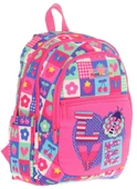 Kaukko Üç Bölmeli Kız Çocuk İlkokul Sırt Çantası (L5229) - Pembe Mavi - Love Desenli thumbnail 1