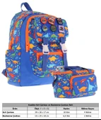 Kaukko L5278+L7278 Erkek Çocuk İkili Okul Çantası ve Beslenme Çantası Seti - Mavi - Armalı Dinazor Desenli thumbnail 2