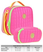 Kaukko Kapitone Okul Termoslu Beslenme Çantası ve Organizer Kalemlik Seti - Kız Çocuk - Pembe Yeşil - 2