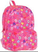 Kaukko Kız Çocuk Kalp ve Kaukko Baskılı Pembe Okul Çantası - Üç Bölmeli - K1783 thumbnail 1