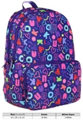 Kaukko Kız Çocuk Kalp ve Kaukko Baskılı Lacivert Okul Çantası - Üç Bölmeli - K1782 thumbnail 4